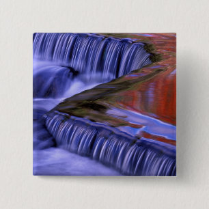 Bóton Quadrado 5.08cm Bond Falls; Folhas Coloridas de Outono Reflexivas;
