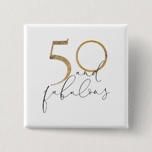 Bóton Quadrado 5.08cm Bonito 50 e Dourado e preto 50 anos