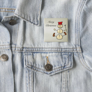 Bóton Quadrado 5.08cm Bonito, adorável boneco de neve de Natal