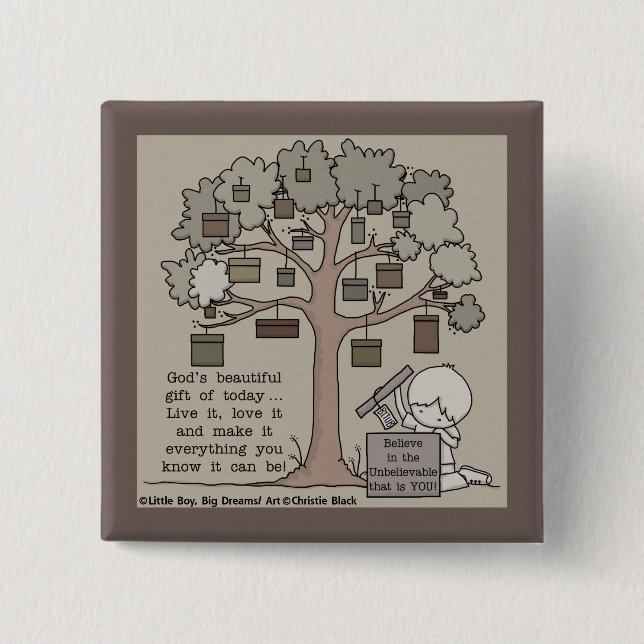 Bóton Quadrado 5.08cm Bonito presente (Frente)