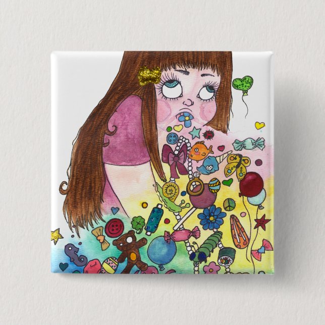 Bóton Quadrado 5.08cm Bonito Puke (Frente)