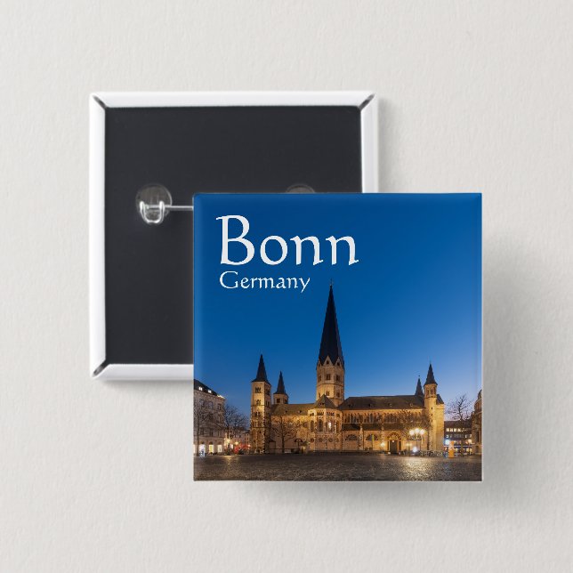 Bóton Quadrado 5.08cm Bonn Germany Souvenir (Frente & Verso)