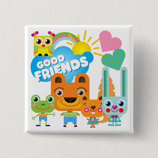 Bóton Quadrado 5.08cm Bons amigos dos animais