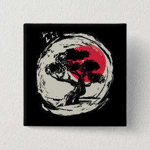 Bóton Quadrado 5.08cm Bonsai Art Japonês Sunset