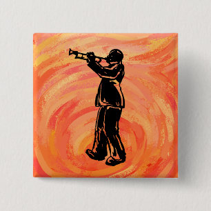 Bóton Quadrado 5.08cm Boogie Nights Trumpet Orange