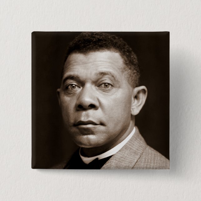 Bóton Quadrado 5.08cm Booker Washington: Educador Afro-Americano (Frente)
