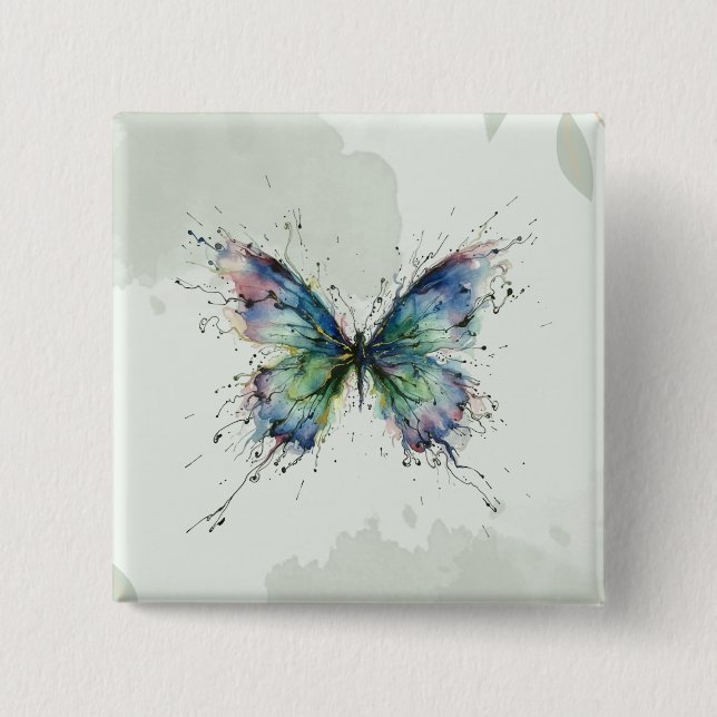 Bóton Quadrado 5.08cm Borboleta (Frente)