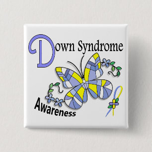 Bóton Quadrado 5.08cm Borboleta 2 Síndrome de Down do vitral