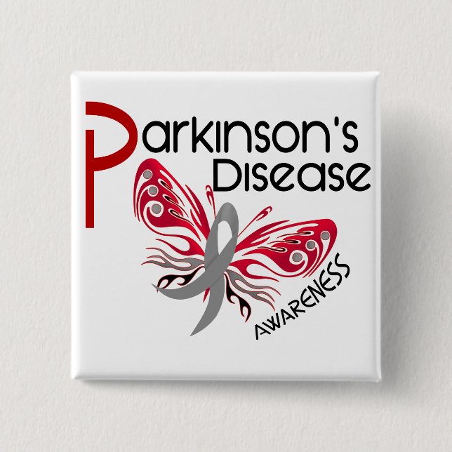 Bóton Quadrado 5.08cm BORBOLETA 3,1 da doença de Parkinsons (Frente)