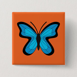 Bóton Quadrado 5.08cm Borboleta Azul