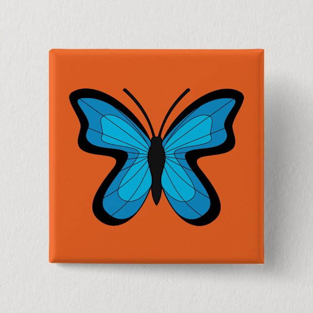 Bóton Quadrado 5.08cm Borboleta Azul (Frente)