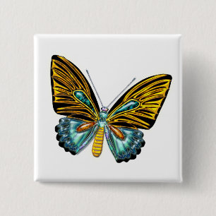 Bóton Quadrado 5.08cm Borboleta de Bling Bling