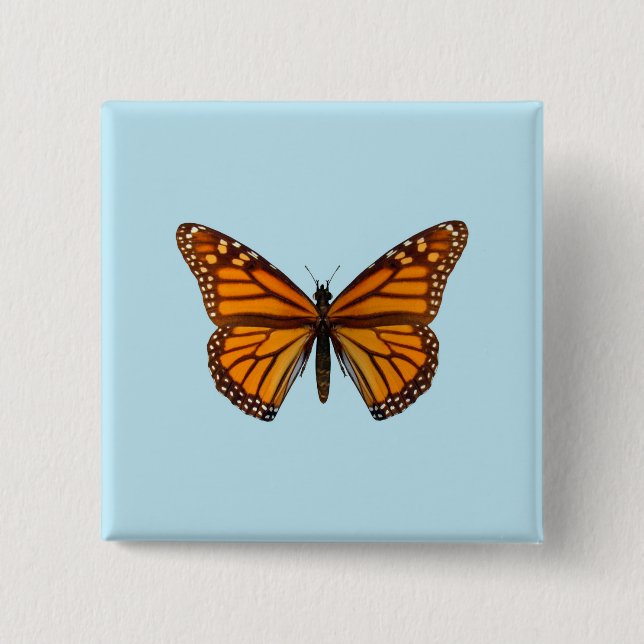 Bóton Quadrado 5.08cm Borboleta Monarca (Frente)