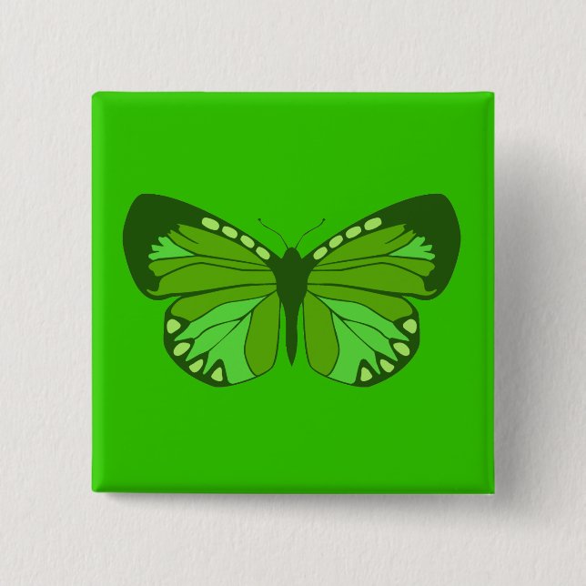 Bóton Quadrado 5.08cm Borboleta Verde (Frente)