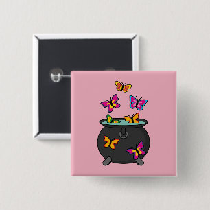 Bóton Quadrado 5.08cm Borboletas mágicas de caldeirão