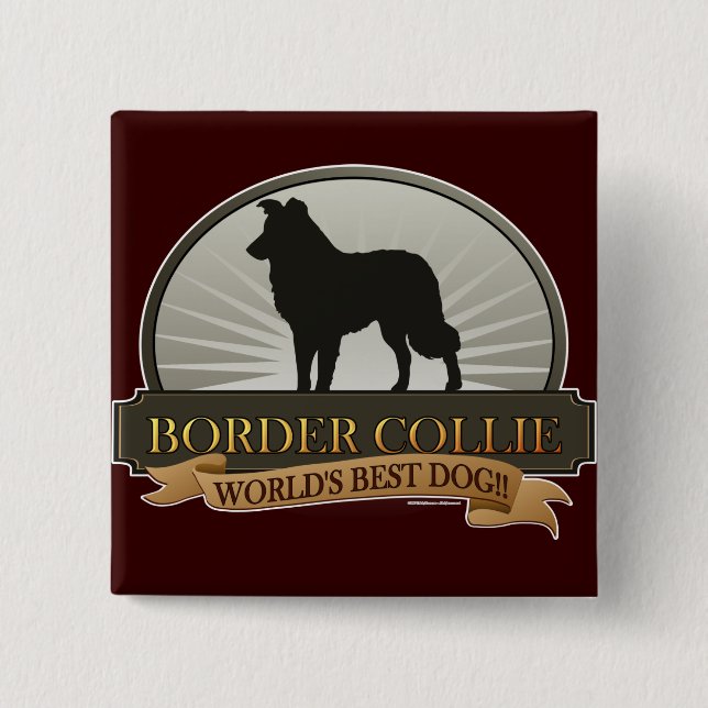 Bóton Quadrado 5.08cm Border Collie (Frente)