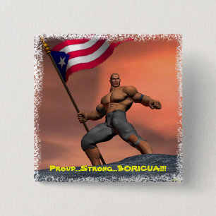 Bóton Quadrado 5.08cm Boricua orgulhosa!