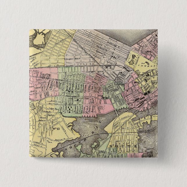 Bóton Quadrado 5.08cm Boston 3 (Frente)