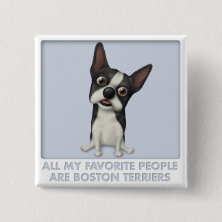 Bóton Quadrado 5.08cm Boston Terrier Favorita