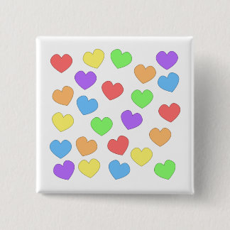 Bóton Quadrado 5.08cm Botão 0001 dos corações do arco-íris