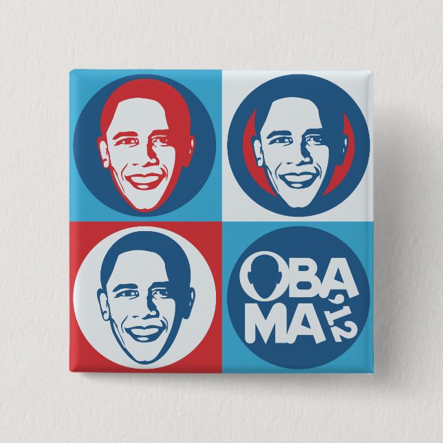 Bóton Quadrado 5.08cm Botão 2012 quadrado do pop art de Obama (Frente)