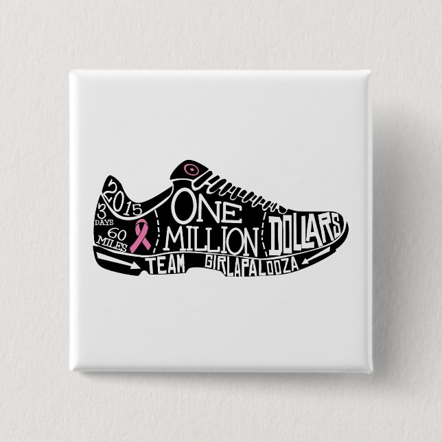 Bóton Quadrado 5.08cm " botão 2x2 quadrado (Frente)