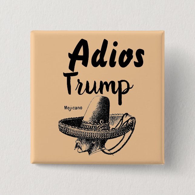 Bóton Quadrado 5.08cm Botão Adios Trump (Frente)