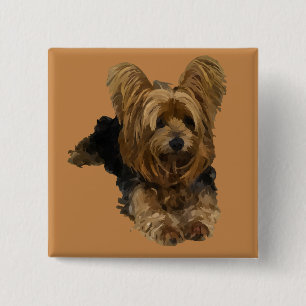 Bóton Quadrado 5.08cm Botão Adorable Yorkshire Terrier Pin