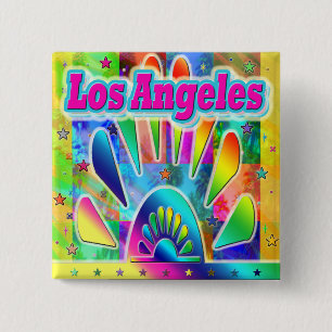Bóton Quadrado 5.08cm Botão Adorável Los Angeles Sun & Palms