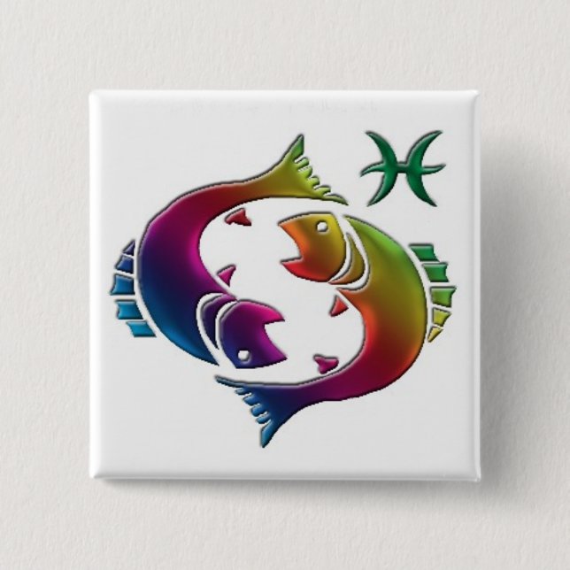 Bóton Quadrado 5.08cm Botão alegre dos peixes (Frente)