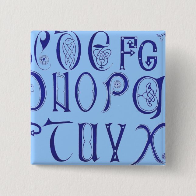 Bóton Quadrado 5.08cm Botão Alfabeto (Frente)