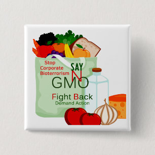 Bóton Quadrado 5.08cm Botão alterado Gentically da comida de Anti-GMO