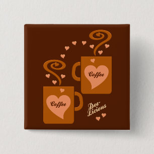 Bóton Quadrado 5.08cm Botão Amantes do Café, personalizar