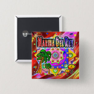 Bóton Quadrado 5.08cm Botão Amigos Tropicais Marina Del Rey