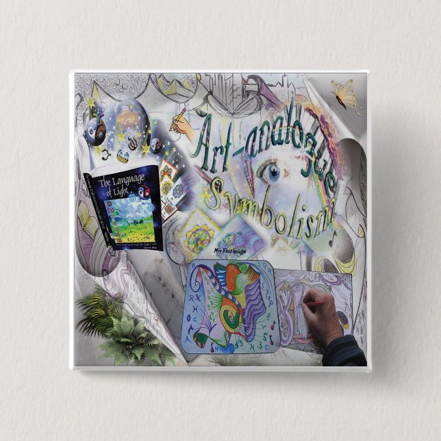 Bóton Quadrado 5.08cm Botão Analógico de Arte (Frente)