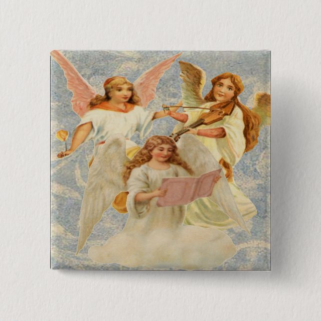 Bóton Quadrado 5.08cm Botão Ângulos Celestiais (Frente)