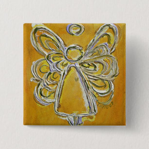 Bóton Quadrado 5.08cm Botão Anjo Amarelo ou Pino