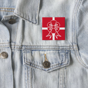 Bóton Quadrado 5.08cm Botão Arco de Natal Vermelho