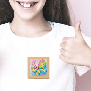 Bóton Quadrado 5.08cm Botão Arco-Íris