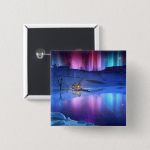Bóton Quadrado 5.08cm Botão arco-íris de inverno
