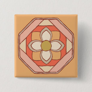 Bóton Quadrado 5.08cm Botão Artes Padrão Coreano Tradicional