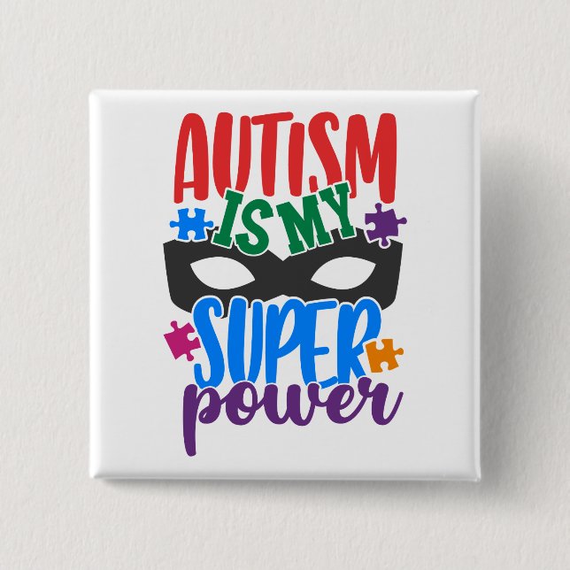 Bóton Quadrado 5.08cm Botão Autismo (Frente)
