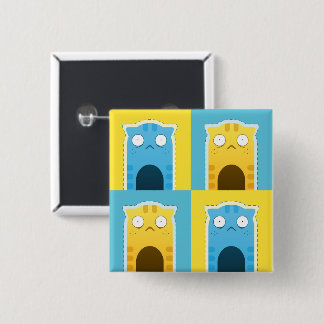 Bóton Quadrado 5.08cm Botão azul do quadrado do gato do gengibre