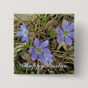Bóton Quadrado 5.08cm Botão azul macio do Wildflower de Hepatica do fel