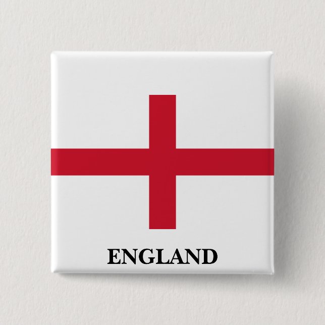 Bóton Quadrado 5.08cm Botão Bandeira da Inglaterra (Frente)