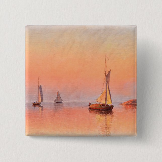 Bóton Quadrado 5.08cm Botão Barcos à vela de Abrahamsson (Frente)