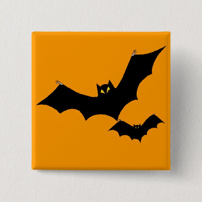Bóton Quadrado 5.08cm Botão Bats (Frente)