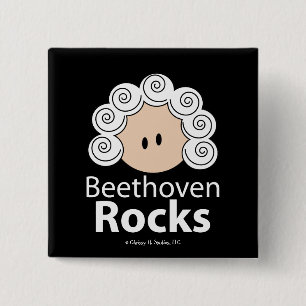 Bóton Quadrado 5.08cm Botão Beethoven Rocks