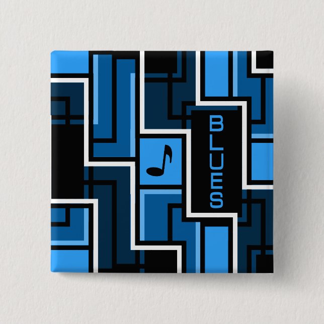 Bóton Quadrado 5.08cm botão Blues (Frente)