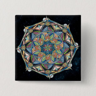 Bóton Quadrado 5.08cm Botão Boho-chic Multicolor Mandala